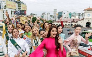 Trương Ngọc Ánh cùng dàn thí sinh Hoa hậu Trái đất 2023 khoe sắc với áo dài