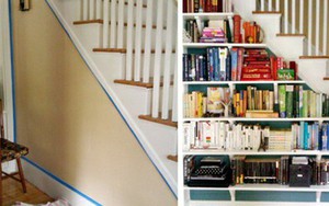 Tận dụng gầm cầu thang thành tủ sách sẽ biến nhà bạn trở thành một thư viện