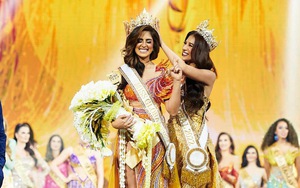 Hoa hậu và 2 á hậu Miss Global 2023 đều mặc đầm của NTK Nguyễn Minh Tuấn khi đăng quang