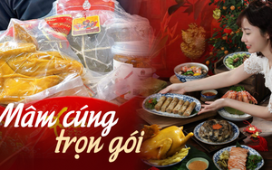 Mâm cỗ Tết giao tận nhà năm nay được săn lùng, nguyên con gà luộc, bánh chưng, canh măng đóng gói thành giỏ như quà biếu mang về