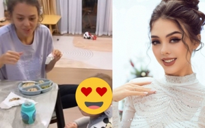 Vợ mẫu Tây của Bùi Tiến Dũng lộ diện mạo kém sắc, mắt thâm quầng khi ở nhà chăm con, quá khác biệt với khi lên sàn catwalk