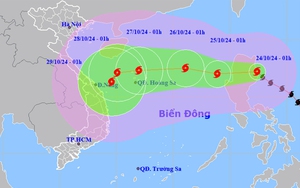 Bão Trami di chuyển phức tạp, liên tục đổi hướng khi vào Biển Đông