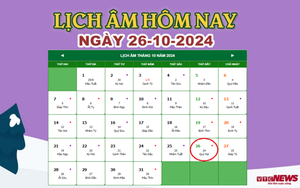 Lịch âm 26/10 - Âm lịch hôm nay 26/10 chính xác nhất - lịch vạn niên 26/10/2024