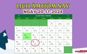 Lịch âm 20/11 - Âm lịch hôm nay 20/11 chính xác nhất - lịch vạn niên 20/11/2024