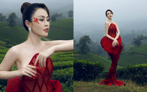 Hoa hậu Lý Kim Thảo dầm mưa để quay clip quảng bá du lịch tỉnh Phú Thọ