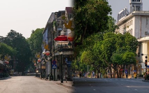 Phố đi bộ Hồ Gươm không một bóng người trong ngày đầu nghỉ lễ