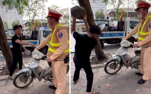 Bố say rượu đến chốt CSGT đập xe, bênh con vi phạm giao thông