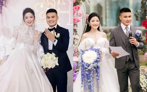 Cận cảnh 2 chiếc váy gần 600 triệu của bà xã Quang Hải mặc trong ngày cưới