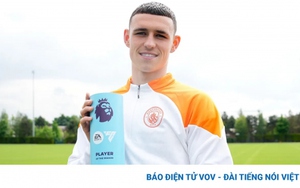 Phil Foden nhận danh hiệu cầu thủ xuất sắc nhất Ngoại hạng Anh