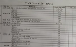 Không có giúp việc, vợ chồng trẻ tự lên thời gian biểu chăm con, nhìn qua thì choáng mà xem kĩ lại thấy đáng yêu