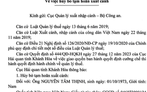 Hủy bỏ tạm hoãn xuất cảnh đối với Chủ tịch HĐQT Trung Nam Group