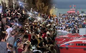 Sửng sốt cảnh tượng đông nghịt người trong hang ở Quảng Ninh, nhìn sang cảng biển còn "sốc" hơn!
