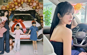Tặng VW Viloran cho con gái lớn, Diệp Lâm Anh chia sẻ: 'Đích thân đưa bé đi học, đến lượt cậu út sẽ tặng xe to hơn'