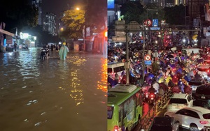 Hà Nội ngày lụt lội: Cuốc bộ 10km về nhà, lội nước ngang hông cõng con tan trường lúc 19 giờ