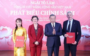 Tổng bí thư Tô Lâm chứng kiến Tiến sĩ Nguyễn Thị Phương Thảo góp 13,7 triệu bảng Anh cho quỹ học bổng của đại học Oxford