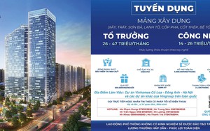 Nhà thầu xây dựng của Vingroup tuyển 5 vạn công nhân xây, trát, sơn bả…, lương lên tới 47 triệu/tháng, ăn ở miễn phí