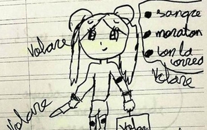 Cô bé 11 tuổi vẽ tranh trong vở bài tập, vừa nhìn thấy giáo viên đã lập tức báo cảnh sát