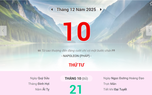 Lịch âm 10/12 - Xem lịch âm ngày 10/12