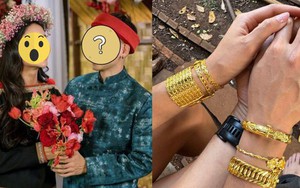 Chồng Hoa hậu Vbiz khoe vòng và nhẫn vàng đeo trĩu cả tay sau đám cưới bí mật không một ai hay biết