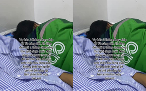 Clip 13 giây kể câu chuyện đau lòng nhất lúc này: Vợ bầu 3 tháng vẫn còn nguyên bộ đồ shipper nằm cạnh chồng ung thư