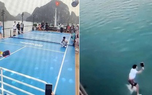 Cứu quả bóng trong trận Pickleball trên tàu du lịch, du khách lao người xuống vịnh Hạ Long