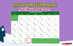 Lịch âm 30/4 - Âm lịch hôm nay 30/4 chính xác nhất - lịch vạn niên 30/4/2025