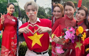 Đại lễ 30/4: Lan Ngọc, Tiểu Vy và dàn sao Việt tự hào tham gia diễu hành, Hoà Minzy đưa con trai "cắm trại" ngay từ khuya