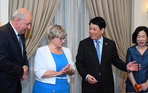 Chủ tịch nước Lương Cường tặng Tổng thống Hungary chiếc đàn bầu