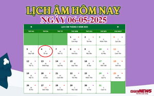 Lịch âm 6/5 - Âm lịch hôm nay 6/5 chính xác nhất - lịch vạn niên 6/5/2025