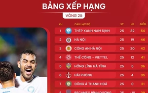 Bảng xếp hạng vòng 25 V-League 2024-2025: Nam Định sớm về đích