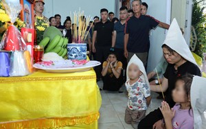 Hai đứa trẻ ngơ ngác bên di ảnh Thiếu tá cảnh sát hy sinh khi làm nhiệm vụ: "Bố đâu rồi mẹ?"