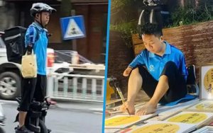 Người đàn ông 30 tuổi mất cả hai tay vẫn giao đồ ăn, viết thư pháp bằng chân nuôi sống gia đình