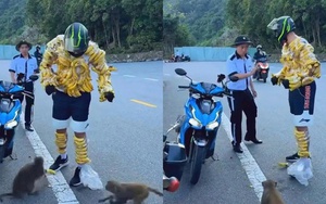 Xôn xao mạng xã hội: Du khách nước ngoài quấn chuối quanh người để “hút” khỉ ở Sơn Trà