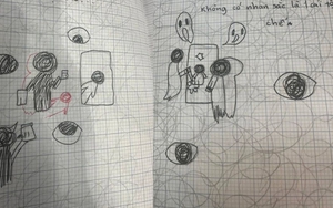 Đi họp phụ huynh vô tình thấy hình vẽ trong vở nháp của con, bà mẹ hốt hoảng: Em hoang mang quá!