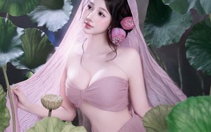 Hot girl Mai Linh tạo dáng quyến rũ, "hô biến" bộ ảnh hoa sen trở nên không thể rời mắt