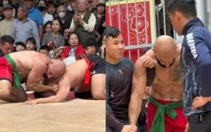 Kịch tính đấu vật hội làng đầu xuân: Đô vật Nga trật cả khớp vai khi đấu với võ sĩ MMA Việt Nam