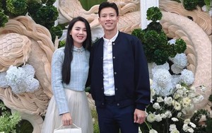 Hoa khôi ĐH Vinh 'xả ảnh' cùng đội trưởng tuyển Việt Nam đi ăn cưới, đẳng cấp nhan sắc số 1 làng WAGs