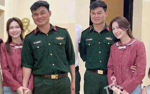 Đại uý Thăng Văn Cương đưa Hòa Minzy đi ra mắt bạn bè, còn ôm eo tình tứ quá đây này!