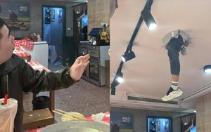 Trung Quốc: Đang dùng bữa, khách hàng tá hỏa thấy chân người rơi xuống từ trần nhà vỡ toác