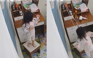 Clip bé gái nghịch ngợm bên cạnh rèm cửa, chỉ vài giây sau đã khiến dân tình được phen thót cả tim