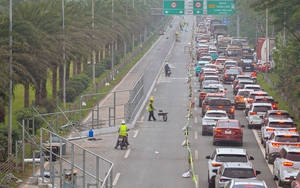 Rào chắn thi công metro số 5, Đại lộ Thăng Long tắc dài