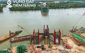 Toàn cảnh công trường cầu dây văng rộng nhất Hải Phòng: Tháp cao bằng tòa nhà 40 tầng, nằm sát vách dự án hơn 2 tỷ USD của Vingroup
