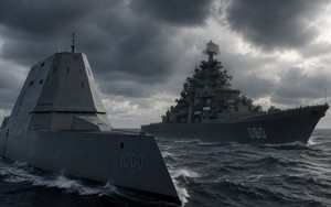Tàu Đô đốc Nakhimov của Nga vượt qua khu trục hạm Zumwalt từ Mỹ
