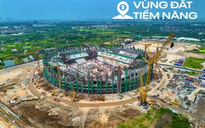 Bất ngờ tiến độ sân vận động lớn thứ hai Việt Nam sau 8 tháng khởi công: Khán đài dần lộ diện, sắp lắp mái vòm thép 8.600 tấn
