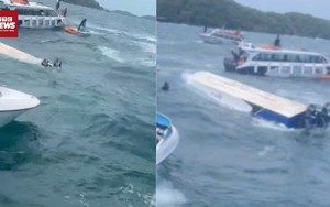 Video: Giây phút cứu hộ ca nô chở du khách bị lật ở Phú Quốc