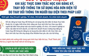 Lưu ý xác thực sinh trắc học khi đăng ký/thay đổi thông tin đăng ký sử dụng hóa đơn điện tử do thay đổi thông tin người đại diện