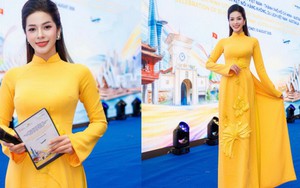 MC Thu Nga dẫn chương trình tại Sydney, diện áo dài hoa sen gây chú ý