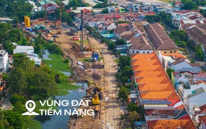 Cận cảnh đại công trường cầu đường Bình Tiên 6.300 tỷ: Máy móc rầm rộ san lấp mặt bằng, BĐS khu Nam chờ trục kết nối mới