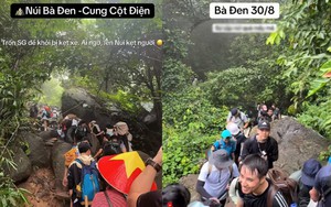 “Kẹt đường” giữa núi Bà Đen dịp 2/9: Dòng người chen kín cung trekking, nhích từng bước để lên đỉnh