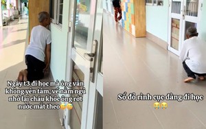 Xúc động clip 'cục vàng' đi mẫu giáo đã 3 ngày, ông vẫn dán mắt vào cửa lớp